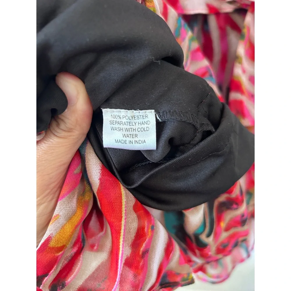 Tunique Boho Layered Frill Skirt - Pink & Blue Artistic Print - Festival Wear M‎